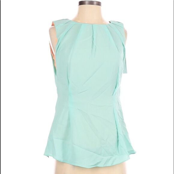 Blue Peach Tank Sleeveless Blouse Small S Pleat Business Casual Spring Top NWT - Picture 1 of 5